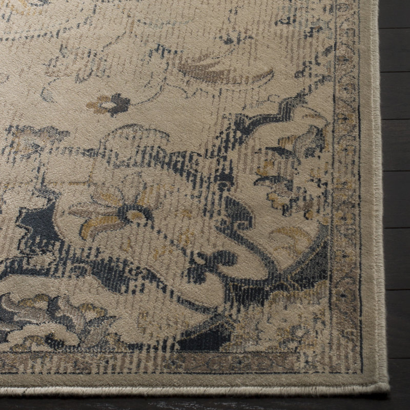 Tapis oriental crème / bleu clair, Rectangle 3 pi 3 po x 4 pi 7 po