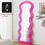 Miroir pleine grandeur en flanelle ondulée rose pour chambre à coucher et vestiaire, design artistique, miroir de plancher suspendu ou mural, doux au toucher, cadre, lit de salon