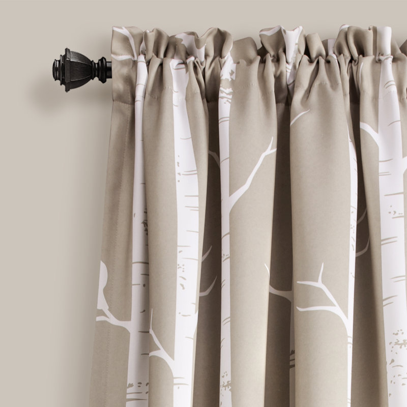 Bird On The Tree Room Darkening Curtain Pair, 52" W x 84" L, Wheat