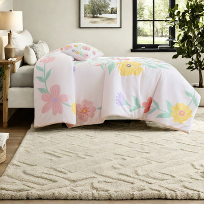 De literie pour lit double / grand lit, jardin floral rose en microfibre douce