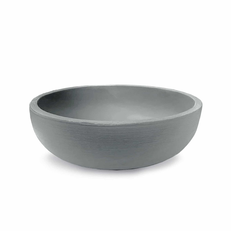 Orinoco Double Walled Plastic Planter Bowl for Indoor/Outdoor, Weathered Concrete, 15" H x 39.75" W x 39.75" D