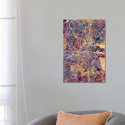 Dublin Ireland City Map II by Michael Tompsett - Wrapped Canvas Gallery-Wrapped Canvas Giclée