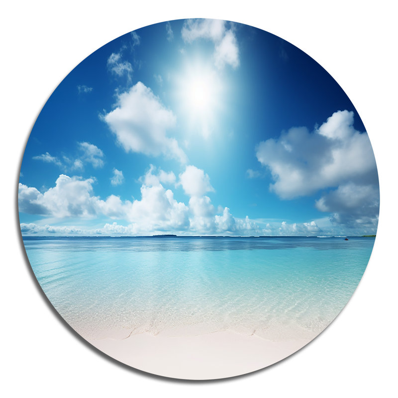 Nicholes - plage, art en métal rond, H 16 po x l 16 po