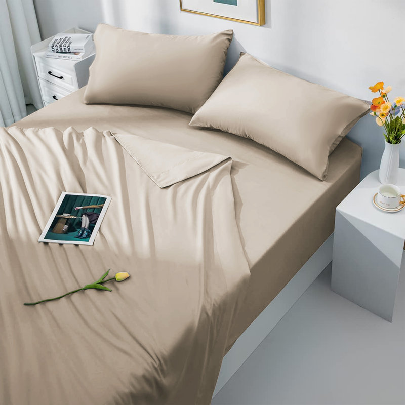 Laurne 200 Thread Count Microfiber Brushed Deep Fitted Bed Sheet, Super King (6'), Cream