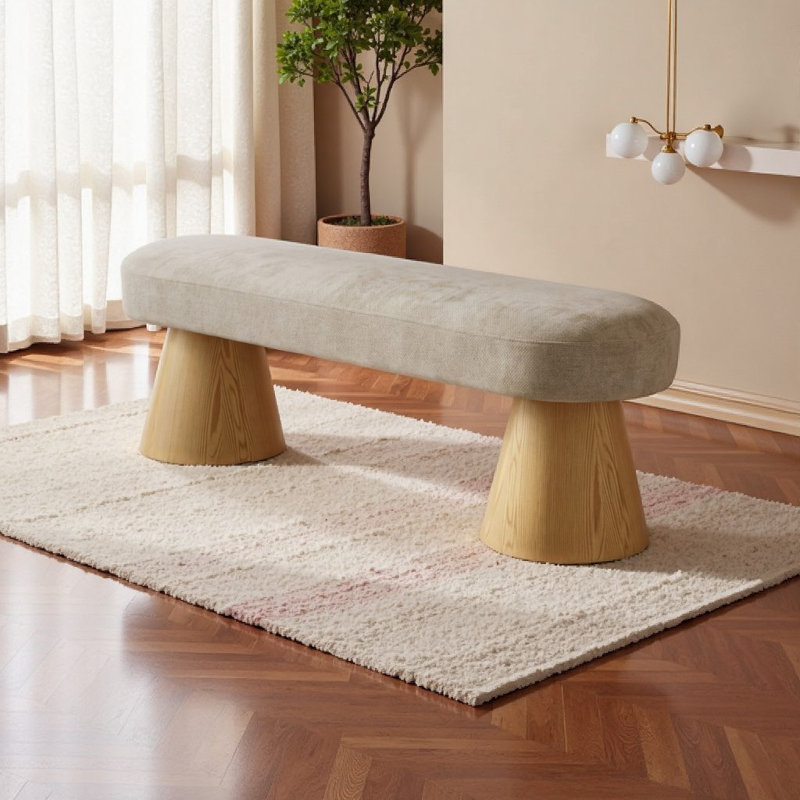 Banc de salle à manger en chenille Oatmeal - capacité de poids 300, aucun assemblage requis, multifonctionnel pour le salon, la chambre à coucher et le vestibule