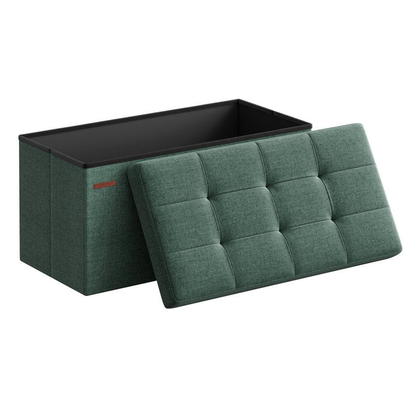 Banc de rangement avec repose-pieds pliant, Vert, Tissu Oxford