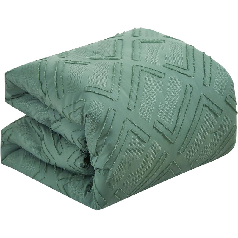 Debroah Green Clip Jacquard Geometric Full Comforter Set