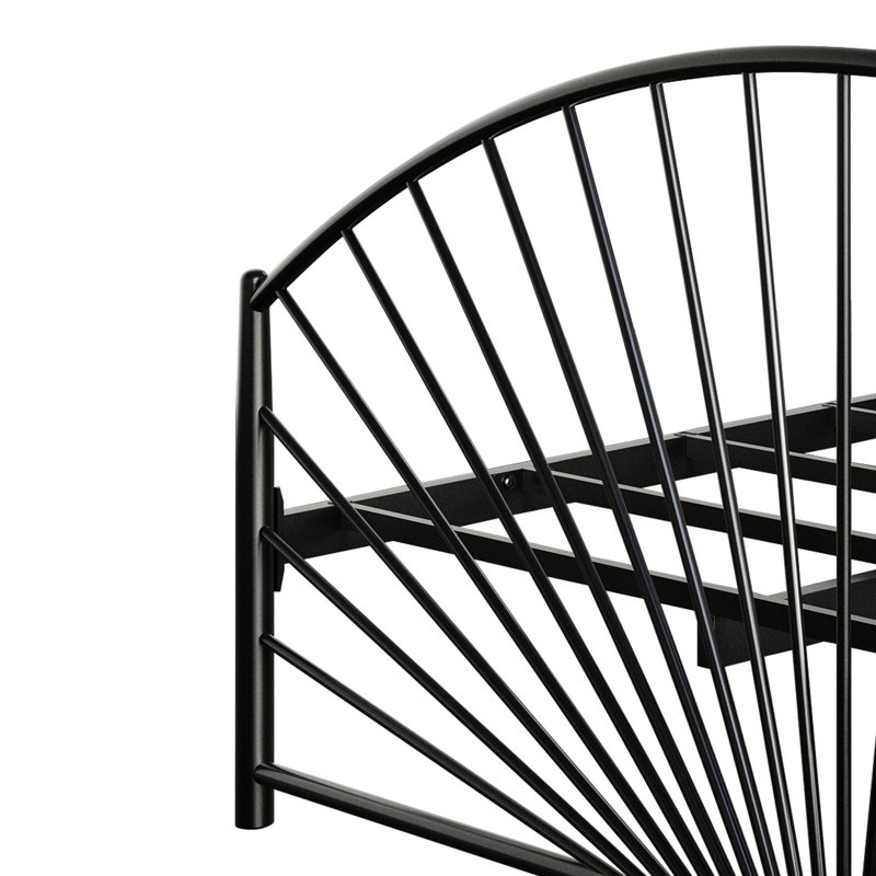 LIT PLATE-FORME GRAND TAILLE EN MÉTAL EN NOIR, Noir, Grand lit