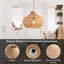 Small Rattan Pendant Light, Natural Wicker Shade, Iron Frame, Adjustable Height, E27 Socket, 35 Cm Diameter, For Kitchen Island Hallway (Bulb Not Included)