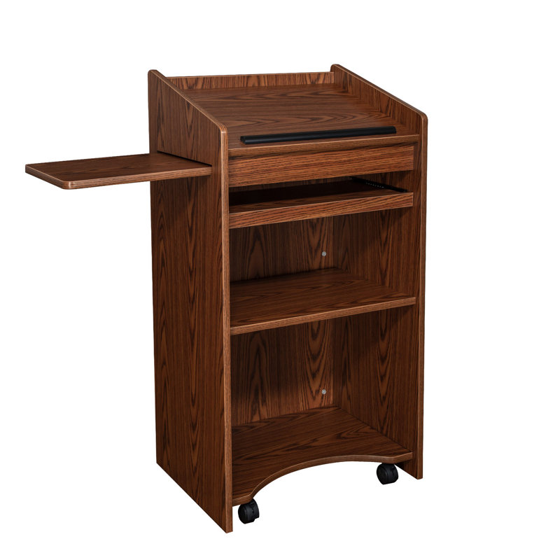Richmond Deluxe Lectern Cart, Medium Oak, Red Wood