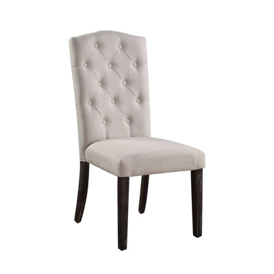 Chaise de salle à manger en lin beige à 2 pieds patinés, élégante et pratique pour votre ajout au salon