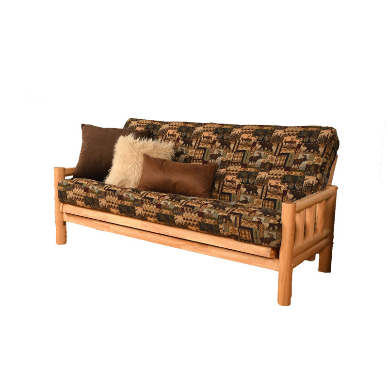 Futon double en coton avec matelas Anders, Microsuède chalet de pierre, Naturel
