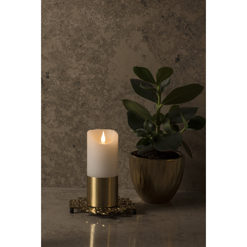 Scented Unscented Flameless Pillar Candle, 20.5cm H x 7.5cm W x 7.5cm D, Brass