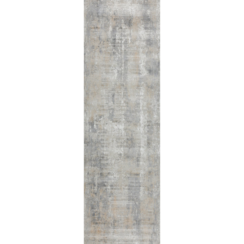 Brook Gray & Beige Abstract High-Low Modern Rug, Gray/Beige, 2'6" x 8'0"