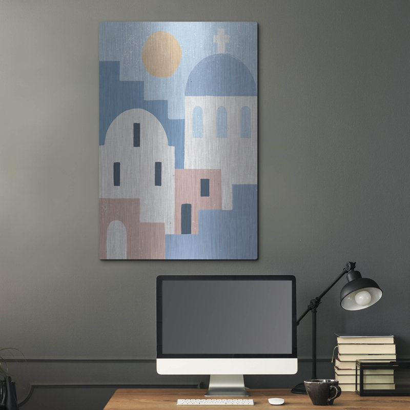 Art mural en métal Red Barrel Studio «Santorini Summer 1» par Moira Hershey, H 36 po x l 24 po