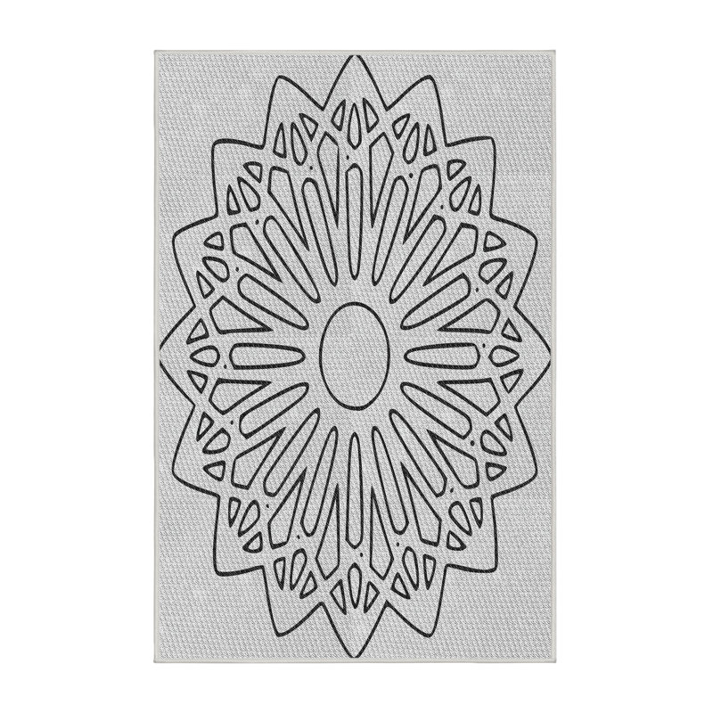 Tapis décoratif à motif géométrique brun clair Purtell, Rectangle 3 pi x 5 pi