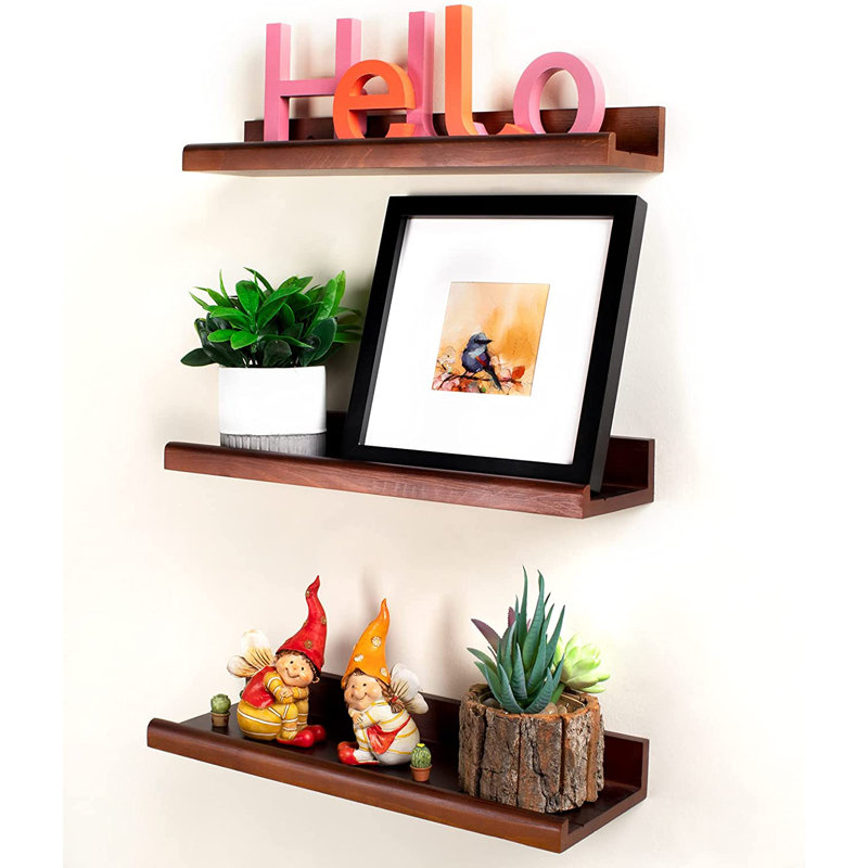 3 Piece Walnut Solid Wood Floating Shelf