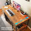 Bureau d'ordinateur à 6 tiroirs, bureau de 47 pouces avec tablettes, bureau de jeu réversible, bureau d'angle avec rangement, bureau personnel, bureau, salon, brun rustique