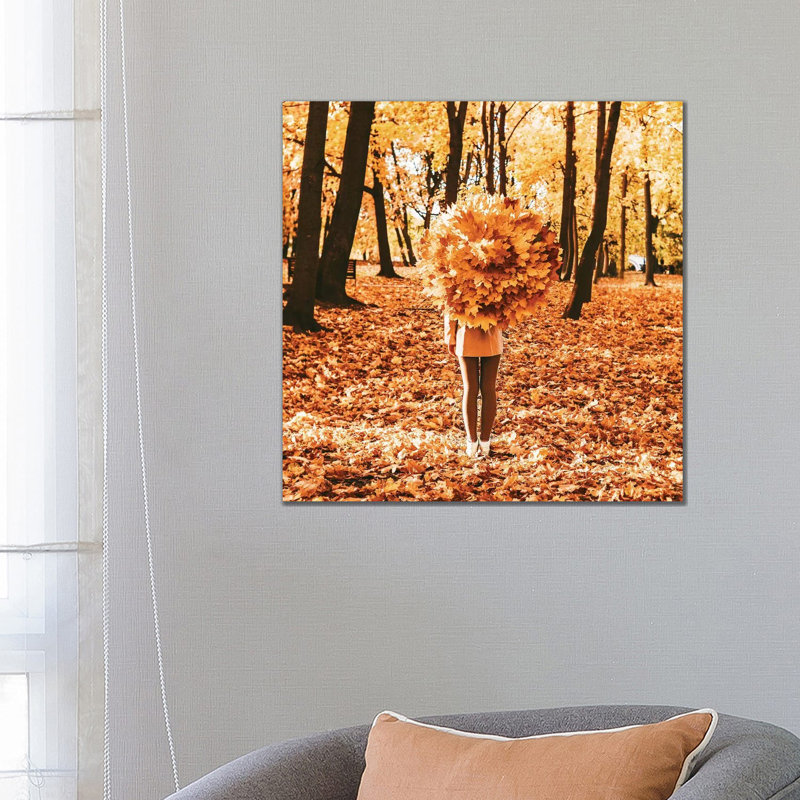 Reproduction d’automne par Hobopeeba-impression, H 26 po x l 26 po x P 1,5 po, Pas de tapis, Toile tendue