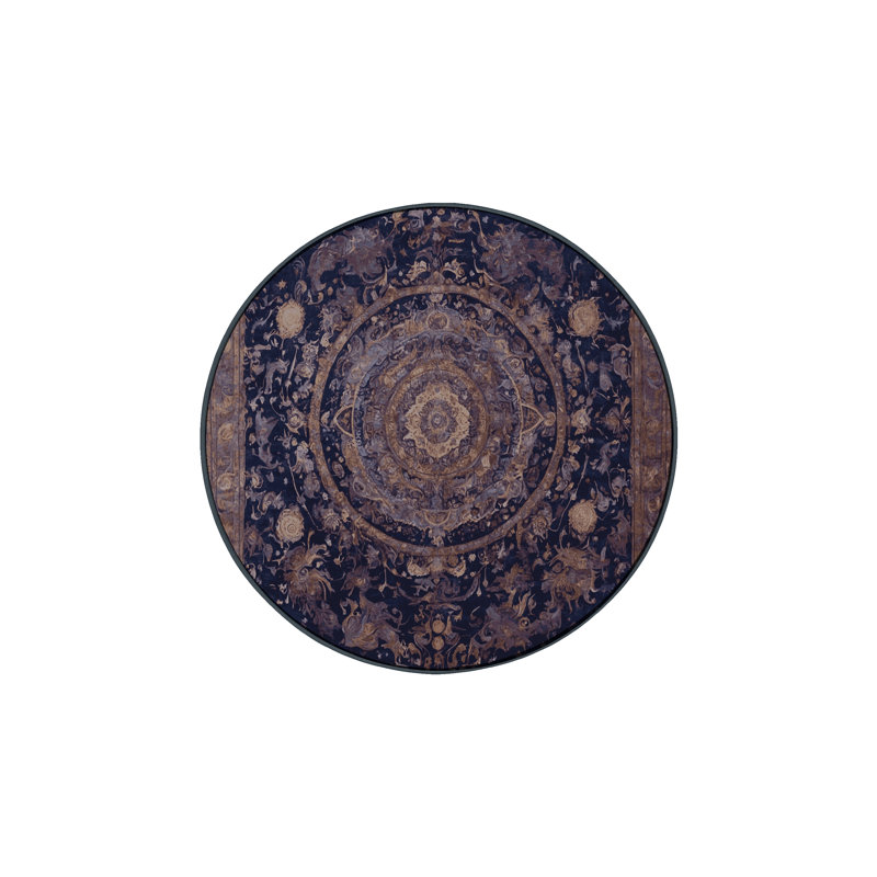 Machine Washable Black Area Rug, Round 8'