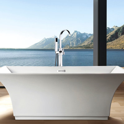 Robinet de baignoire autoportant avec douche à main - Finition, métal, jet complet pour douches envoûtantes, baignoire moderne, couverture enchanteresse et baignoire