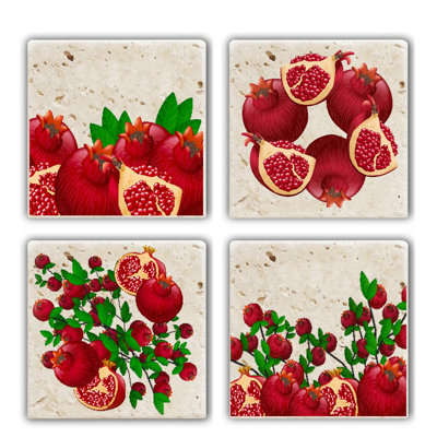 Premium Natural Stone Glass Mat Set (4 Pieces), 3.9 x 3.9 x 0.4 inches | 100% Natural Stone for Durability & Elegance | Perfect for Protecting Surfaces, Ideal for Home & Office Use, Stylish & Functional Design