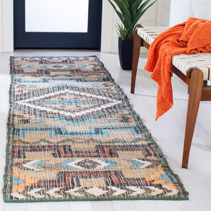 Tapis en jute de couleur sud-ouest Glynda, Tapis de couloir 2 pi 3 po x 9 pi