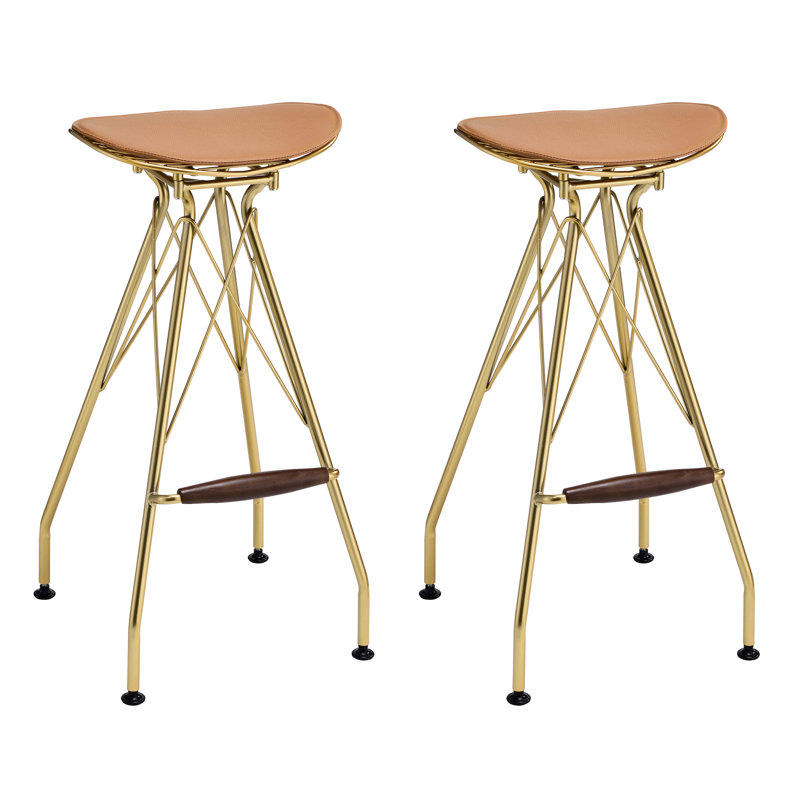 2 tabourets de bar sans dossier Whiskey and Gold - siège de selle avec repose-pieds pour un espace de planche à neige élégant