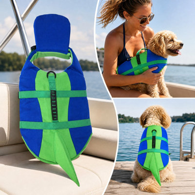 Polyester Pe t A ccessories Dog  Jacket With   Adjustable Dog Swimming  Pet Flotation Lifesaver With Rescue Handle  D Ring For Small Medium Large Dogs Safety Dog Swim