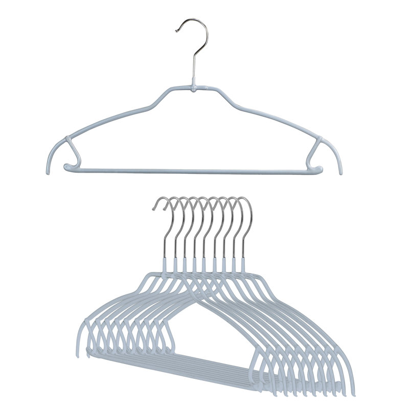 Ultra-Thin Silver Metal Non-Slip Hangers Set of 10