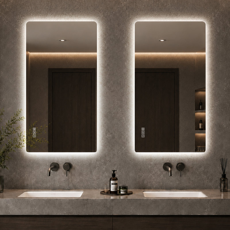 x 24 pouces à DEL, miroir mural d'appoint, verre antibuée, meuble-lavabo moderne