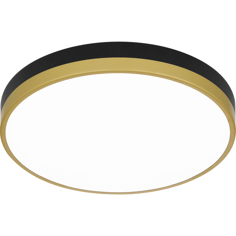 Matte Black and Gold Round LED Flush Mount Ceiling Light