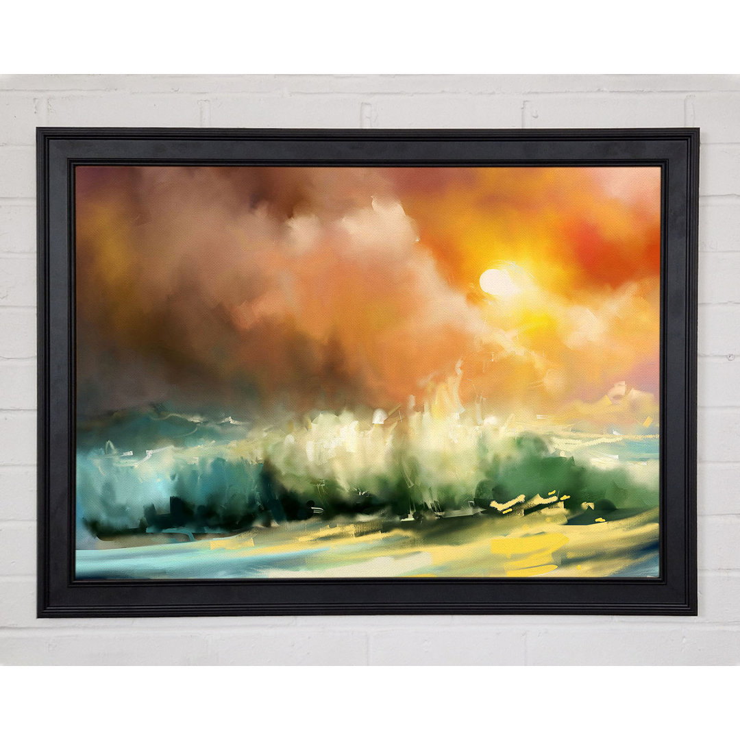 Raging Ocean Skies Gerahmter Druck Wandkunst