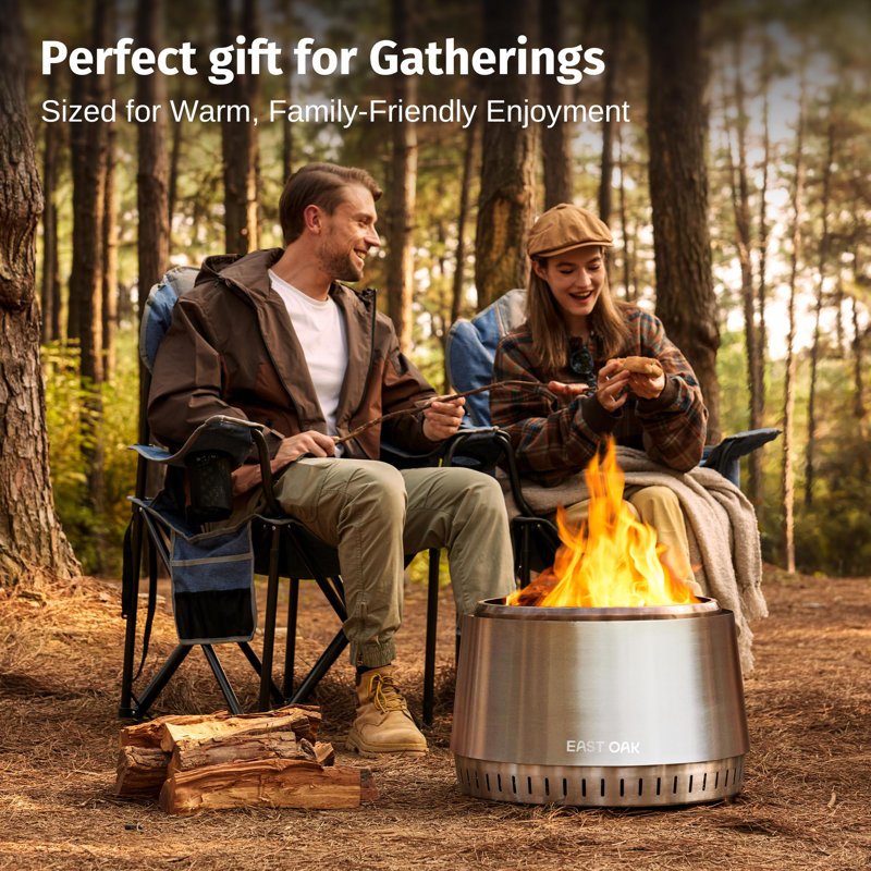 Stainless Steel 21'' Smokeless Fire Pit with Ash Pan