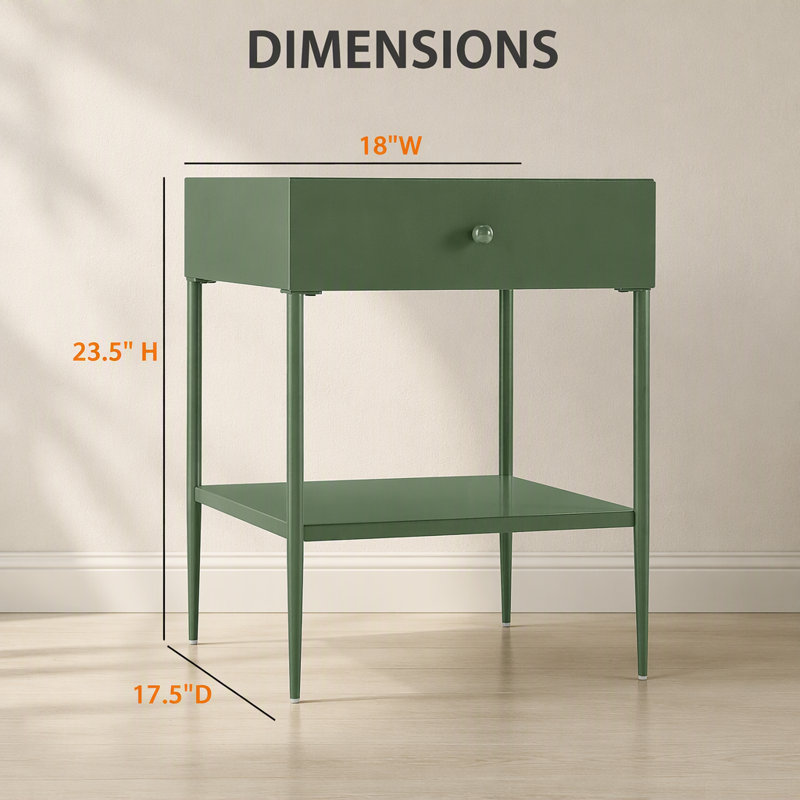 Table de chevet 1 tiroir Vintage Green
