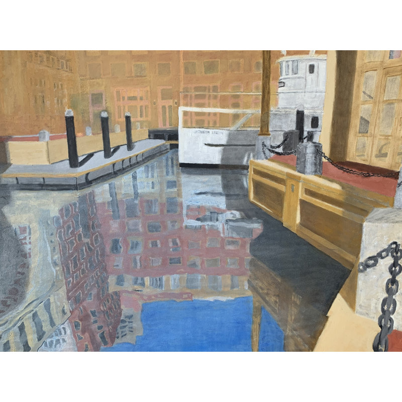Reflections At The Seaport Print by Sol Hartman, 25.25" H x 31.25" W
