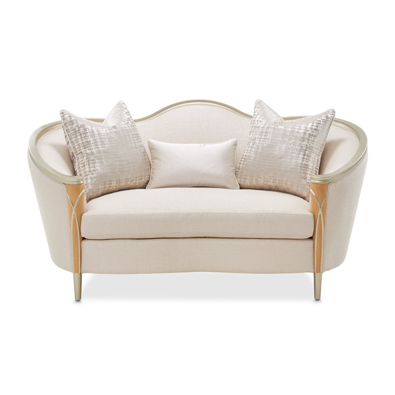 Villa Cherie 71'' Round Arm Loveseat, Pearl 100% Polyester
