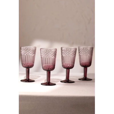 Burgundy Wine Glass Set (4 Pieces), 3.1 x 3.1 x 6.8 inches | 100% Glass, 9.5 fl oz Capacity | Perfect for Red Wines, Elegant Design, Ideal for Entertaining & Special Occasions, Hand Wash Recommended for Longevity