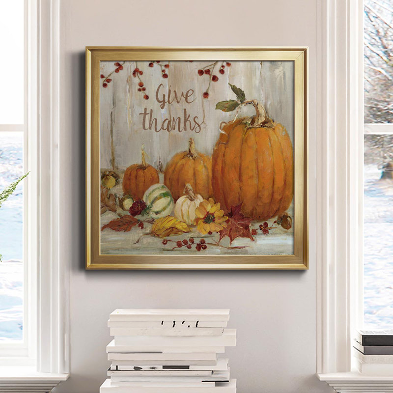«Pumpkin Patch Off Thanks» - peinture sur toile encadrée, H 17,5 po x l 17,5 po x P 1,5 po, Or