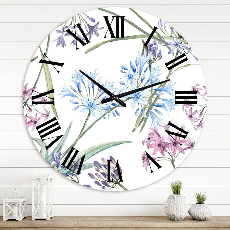 Vibrant Summer Wildflowers II - Horloge murale traditionnelle, Surdimensionné