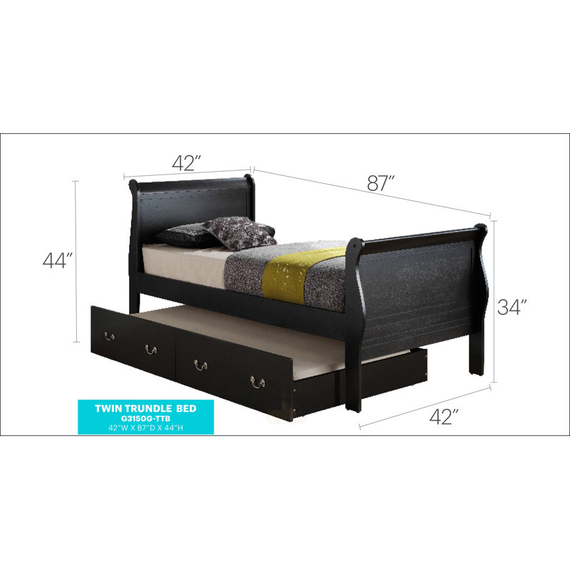 Lit simple avec rangement Timeless, Lit simple, Noir