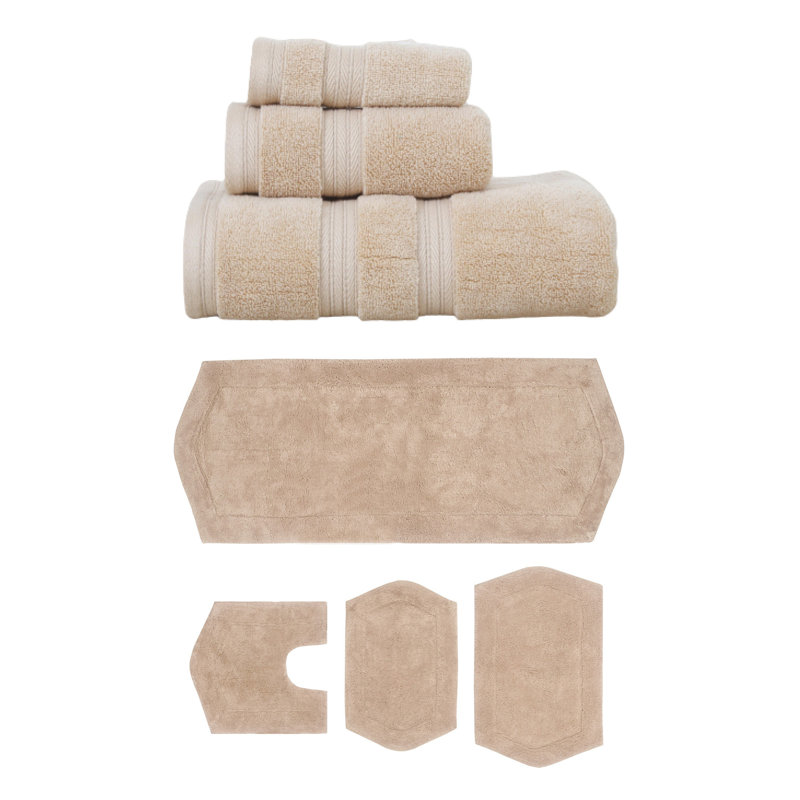 Ensemble de serviettes 3 pièces et de tapis de bain 4 pièces 100% coton doux Bryd Collection (ensemble de 7), Lin