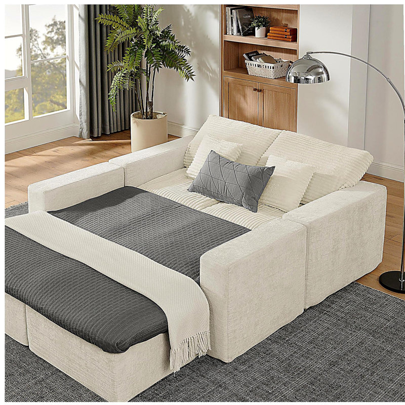 Ensemble de canapé de 142 pouces Cloud, fauteuil confortable, canapé modulaire moderne en forme de U, profondeur d'assise profonde, aucun salon requis, beige