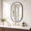 Miroir mural ovale pour salle de bain, en verre trempé avec cadre en aluminium, fixation verticale ou horizontale.-375833850-375833848