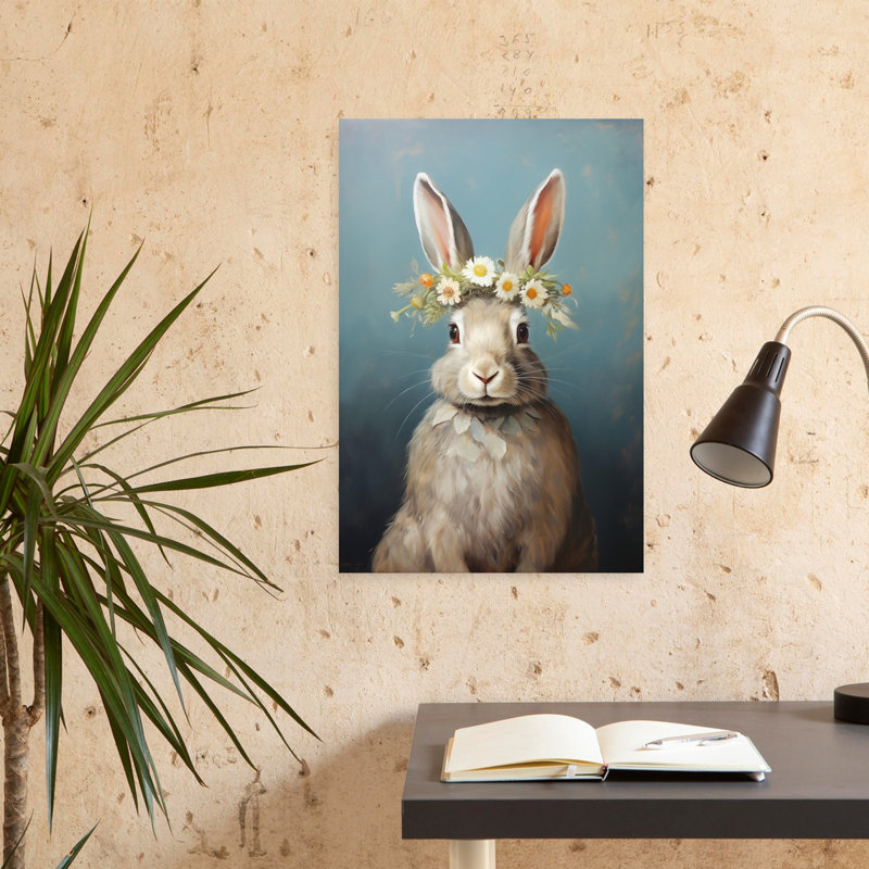 Art floral abstrait lapin floral, H 24 po x l 16 po