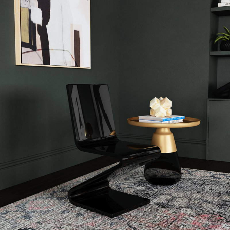 Chaise de style moderne noir avec assise et dossier en acrylique massif, hauteur 31,43 po, profondeur 20,02 po