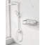 Serviteur de douche adhésif blanc avec crochets, tablette de rangement murale sans perceuse, organisateur en acier inoxydable antirouille pour les essentiels de la douche