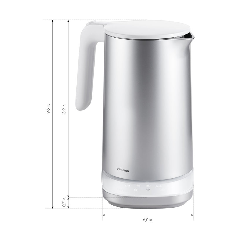 Silver Stainless Steel 1.5-Liter Cool Touch Electric Tea Kettle