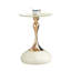 Table d'appoint ronde blanc laiteux avec finition dorée, table de bout en acier au carbone pour le salon, la chambre à coucher ou le bureau