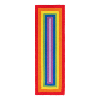 Tapis arc-en-ciel en laine tressé à la main Ebern Designs